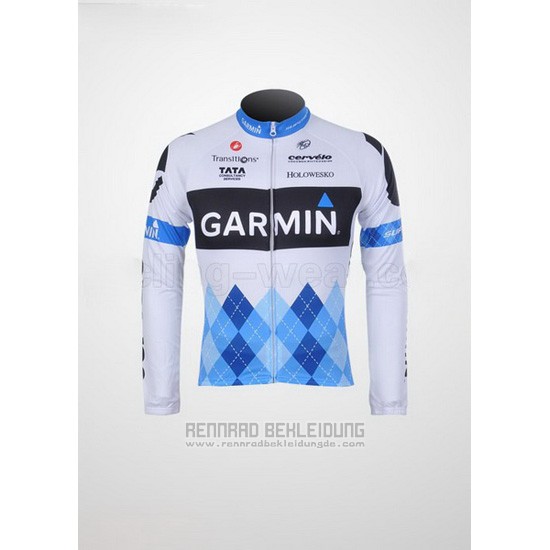 2011 Fahrradbekleidung Garmin Cervelo Blau und Wei Trikot Langarm und Tragerhose - zum Schließen ins Bild klicken